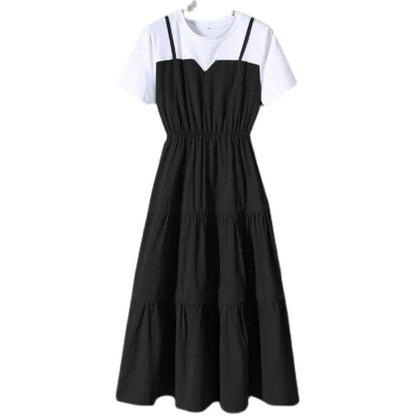 Plus Size Strap Fake Two-Piece Midi Dress