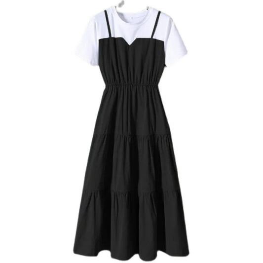 Plus Size Strap Fake Two-Piece Midi Dress
