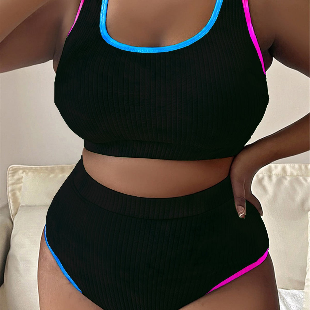 Plus Size Tie Dye Tankini Swimsuit
