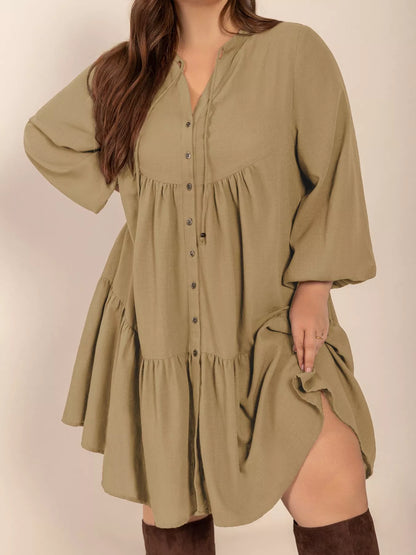 plus-size-tie-neck-balloon-dress