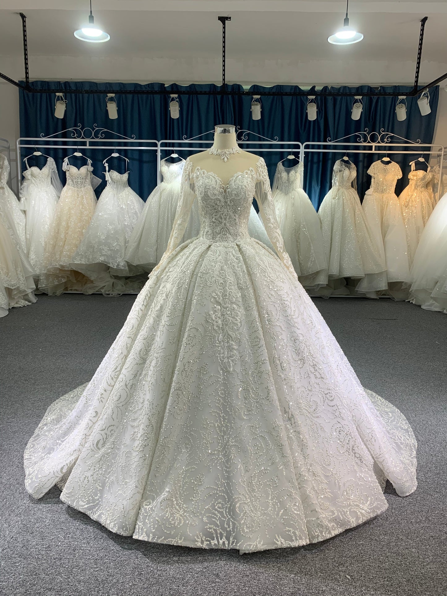 Plus Size High Neck Lace Wedding Dress - Plus Size XL-4XL