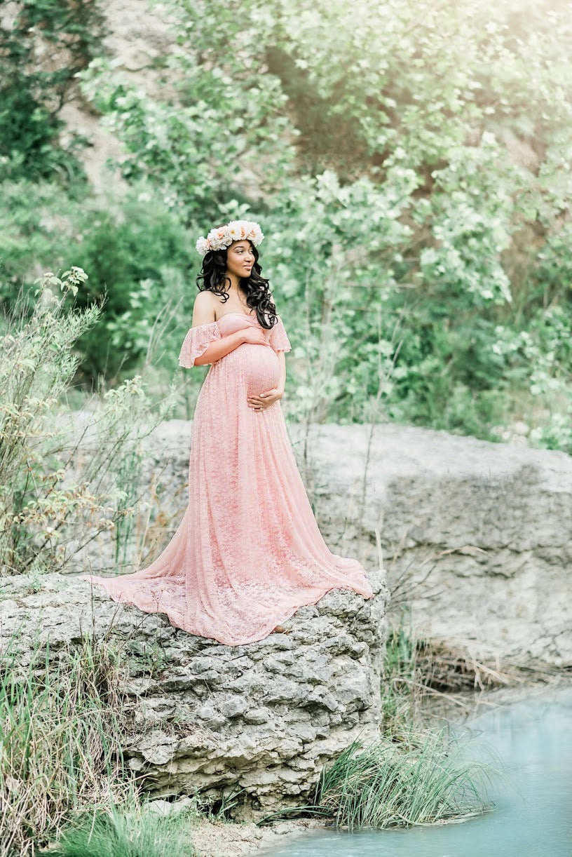 Plus Size Lace Ruffled Off-Shoulder Dress