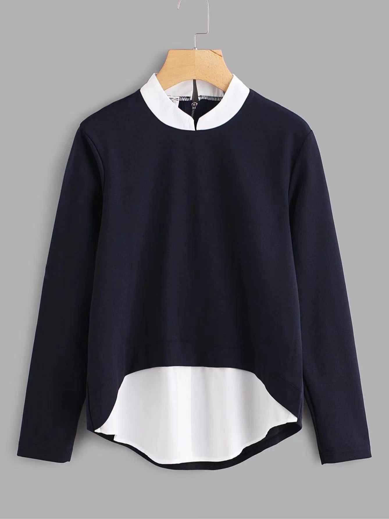 Plus Size Color Block Long Sleeve Sweatshirt Top