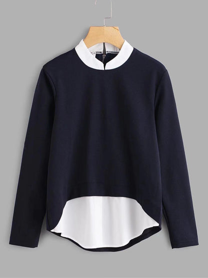 Plus Size Color Block Long Sleeve Sweatshirt - Plus Size XL-4XL - View 4
