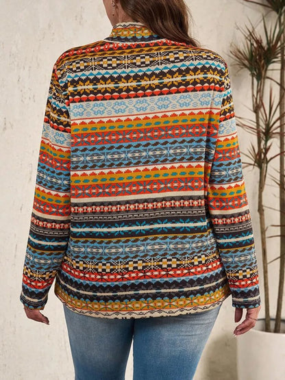 Plus Size Mock Neck Geometric Sweatshirt - Plus Size XL-4XL - View 2