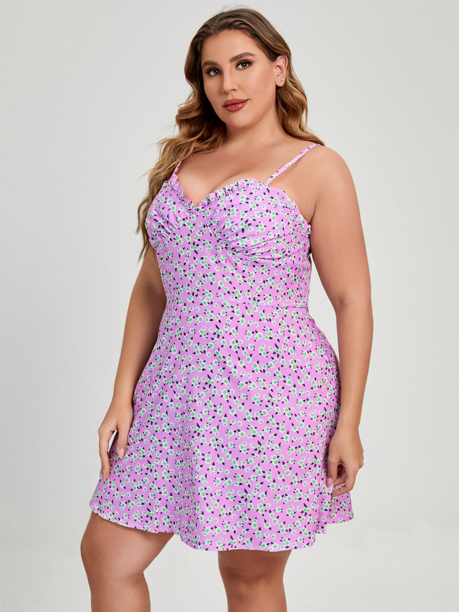 Plus Size Suspender Dress Polyester