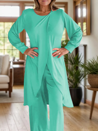 Plus Size Long Sleeve Wide Leg Pants Set
