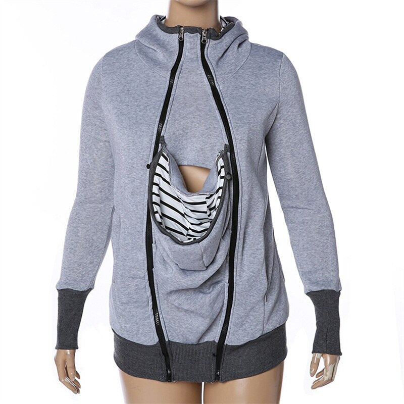 Plus Size Maternity Wool Hoodie Jacket
