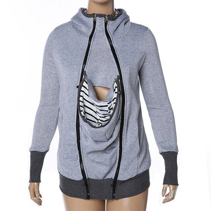 Plus Size Maternity Wool Hoodie Jacket