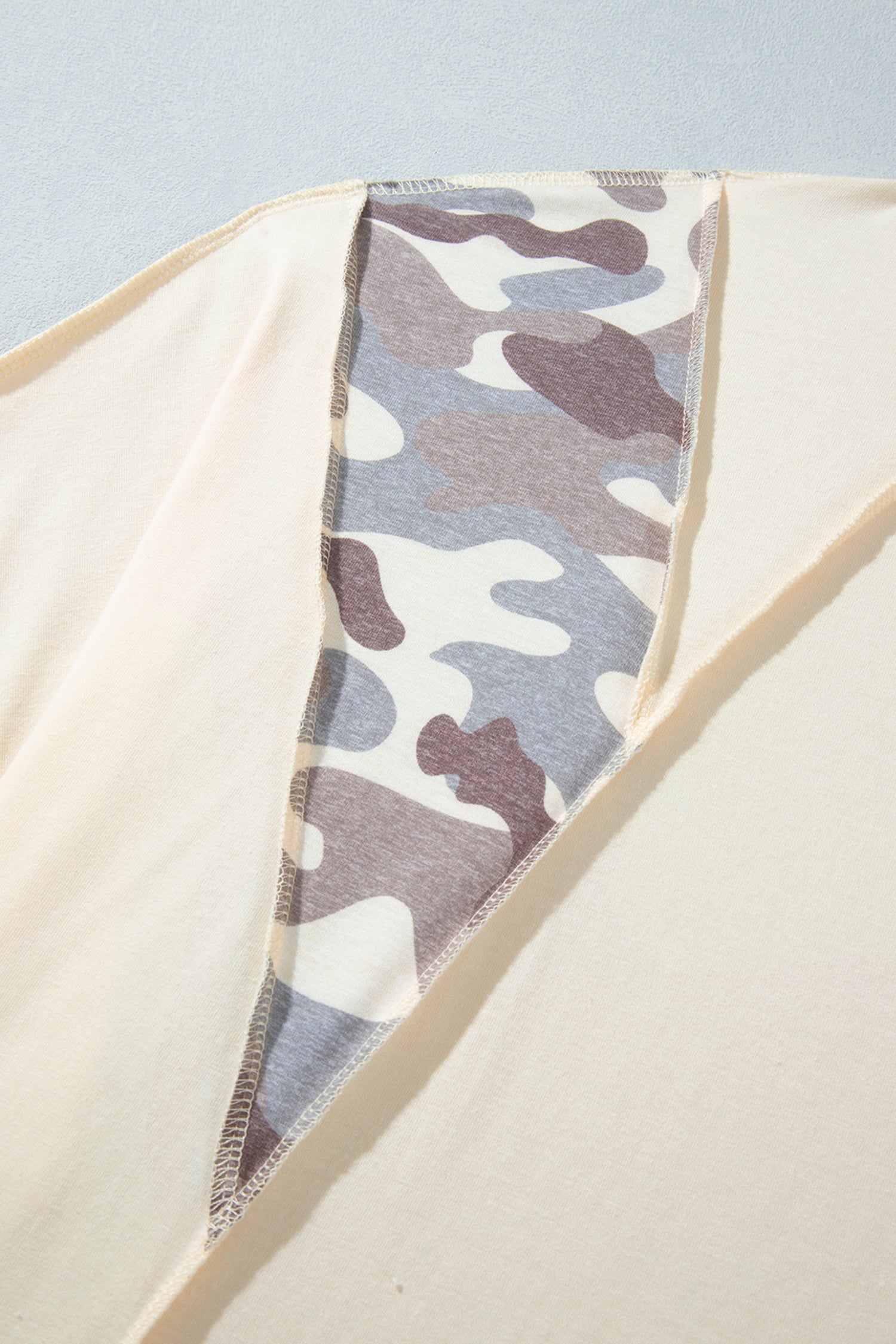Plus Size Camo Panel Twist Rib Sleeve Blouse - Plus Size Clothing