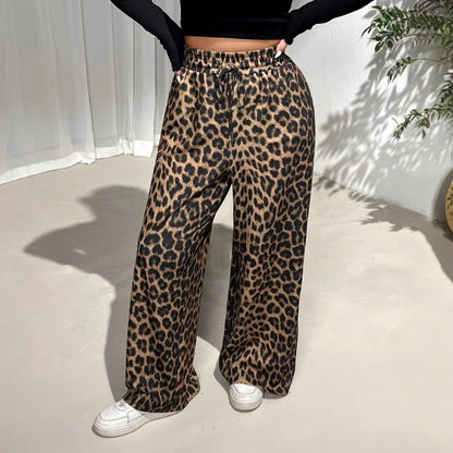 Plus Size Leopard-Print Casual Straight-Leg Pants - Plus Size XL-4XL - View 4