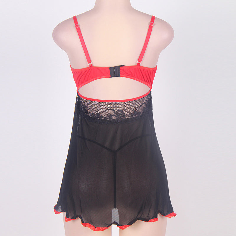 Plus Size Lace Nightdress Open Back