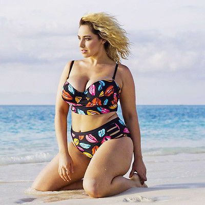 Plus Size Push Up Padded High Waist Bikini Set