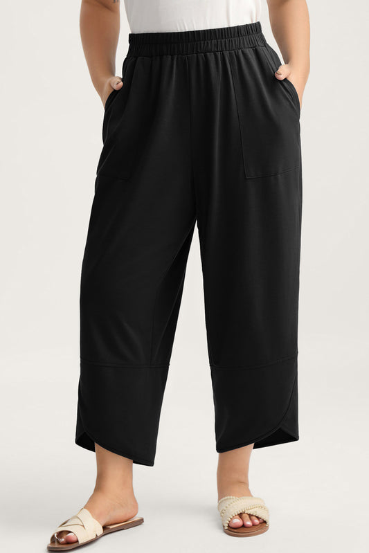 Plus Size Elastic Waist Asymmetrical Capris - Plus Size XL-4XL - View 1
