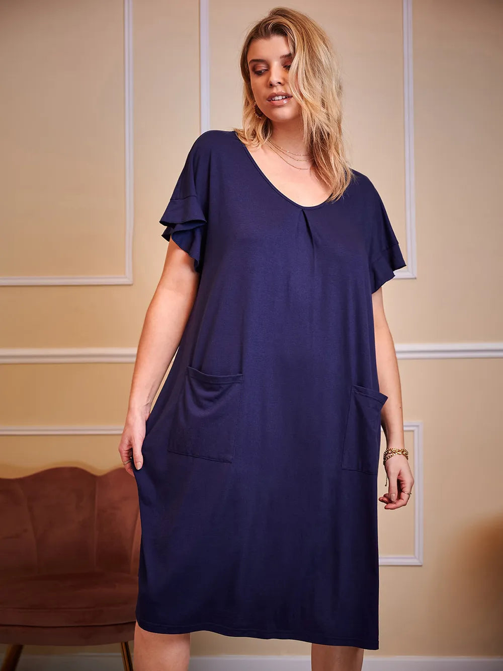 Plus Size Short Sleeve Lounge Dress