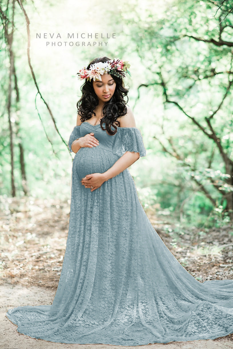 Plus Size Lace Ruffled Off-Shoulder Dress