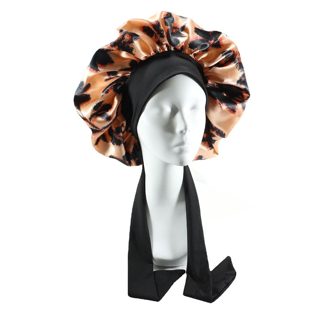 Laced Sleeping Cap Simulation Silk Home Hat Moon Cap Long Hair Care Silk Sleeping Cap Maternity Cap - Plus Size Clothing