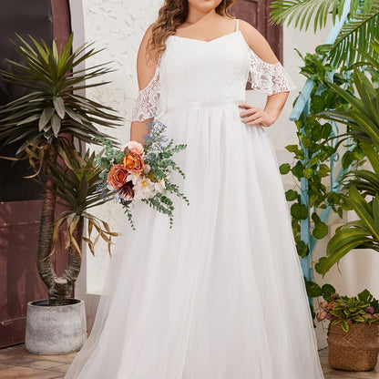 Plus Size Cold Shoulder Wedding Dress - Plus Size XL-4XL - View 7