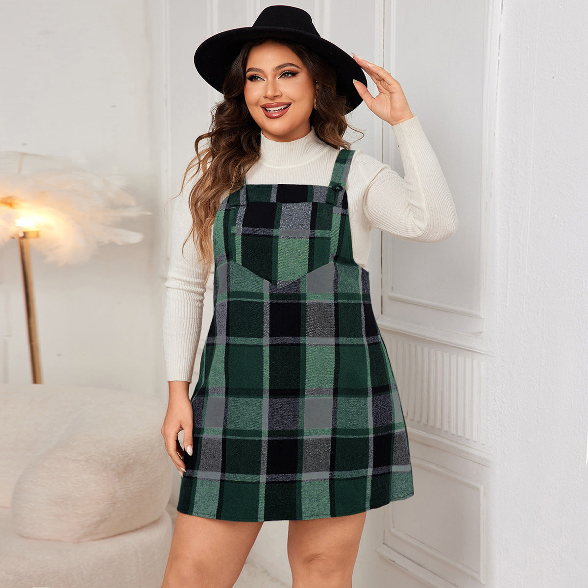 Plus Size Plaid A-Line Long Dress