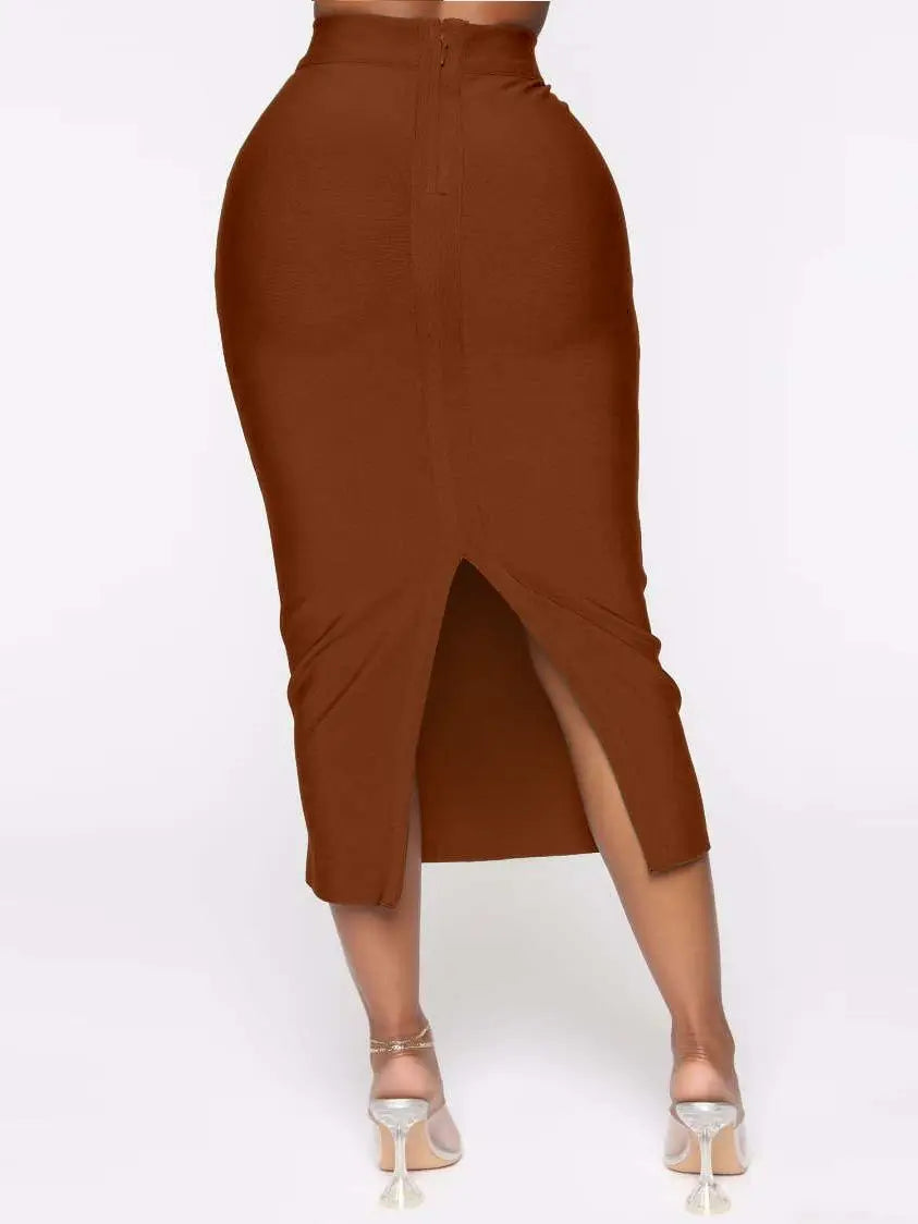 Plus Size Bandage Pencil Midi Skirt