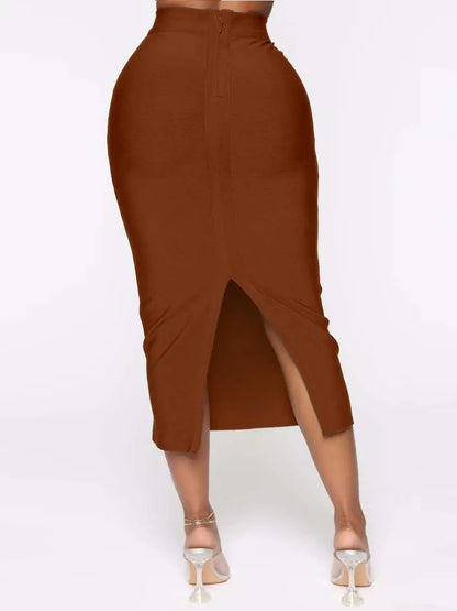 Plus Size Bandage Pencil Midi Skirt