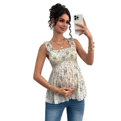 Plus Size Printed Halter Maternity Top A-Line - Plus Size Clothing