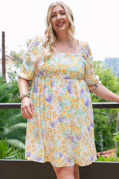 Plus Size Floral Babydoll Dress - Plus Size XL-4XL - View 1