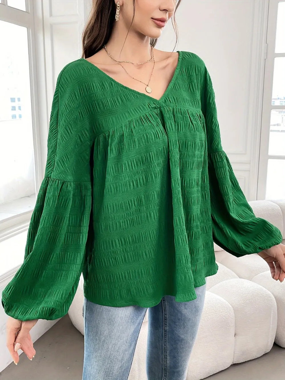 Plus Size Long-Sleeve Solid Shirt