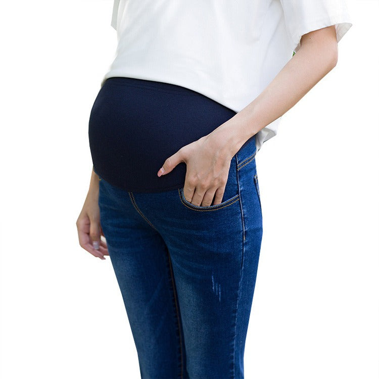 Plus Size Maternity Denim Pants Elastic Slim Fit