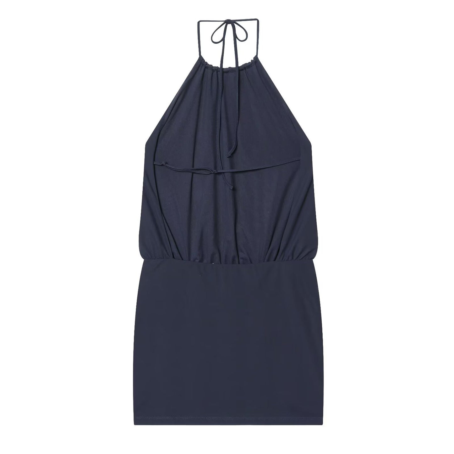 Plus Size Sleeveless Halter Neck Short Dress