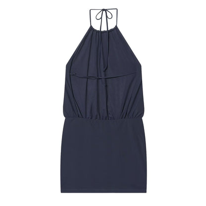 Plus Size Sleeveless Halter Neck Short Dress