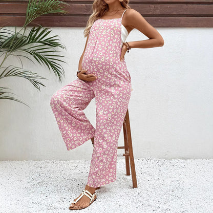 Plus Size Bohemian Printed Maternity Jumpsuit - Plus Size XL-4XL - View 4