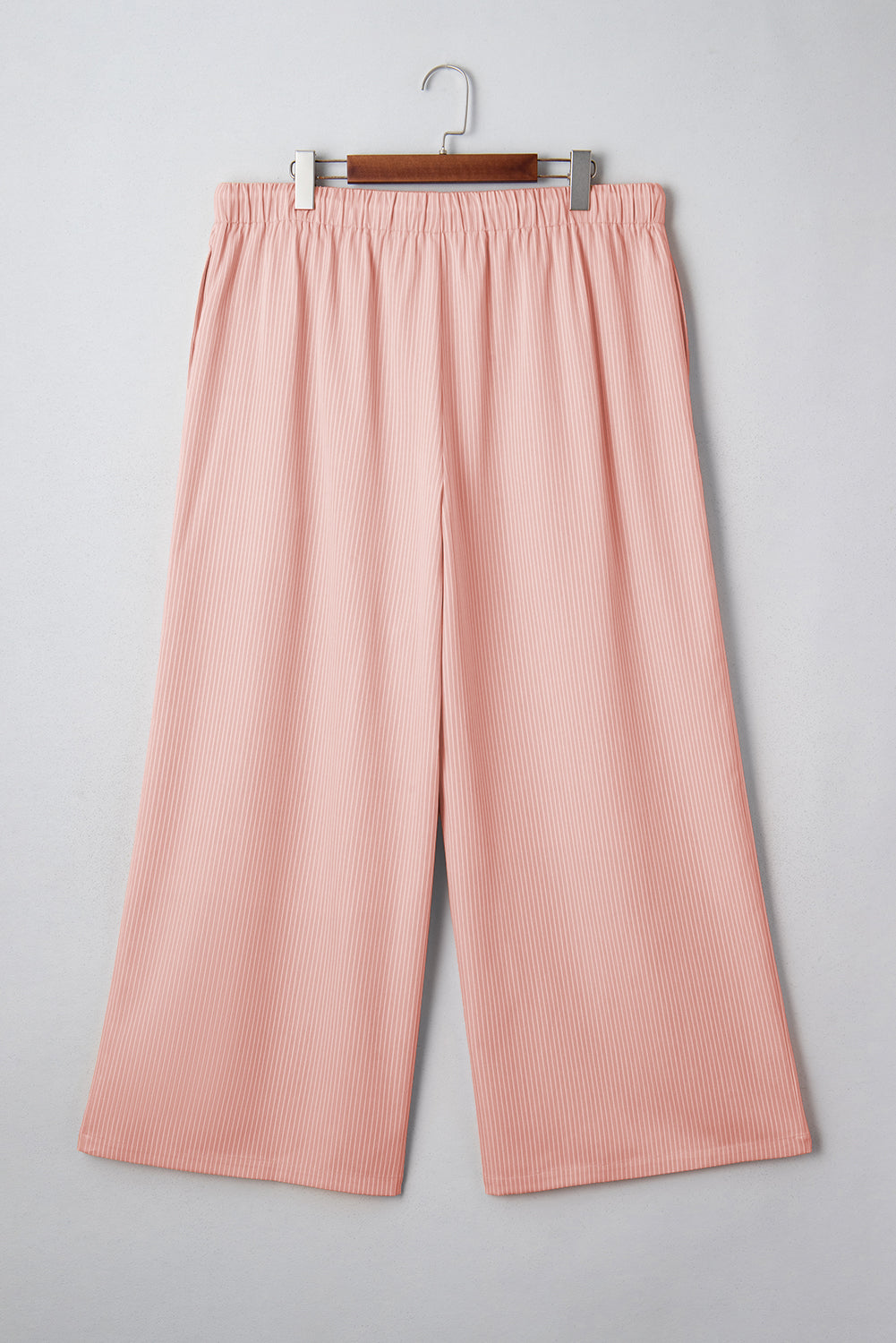 Plus Size Pink Stripe Drawstring Loose Pants