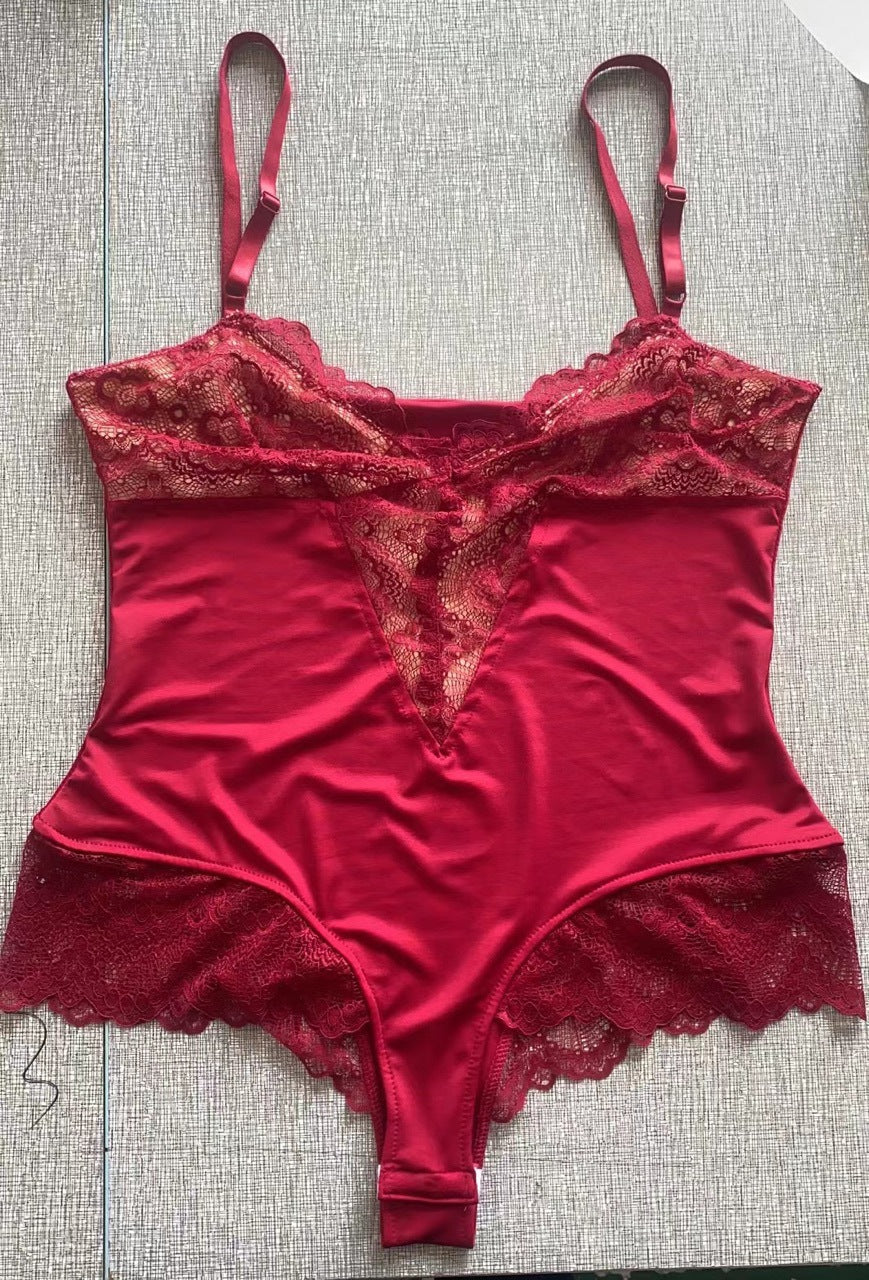 Plus Size Lace Strap Bodysuit Jumpsuit