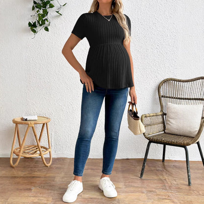 Plus Size Maternity Short Sleeve Knitwear Top - Plus Size XL-4XL - View 5