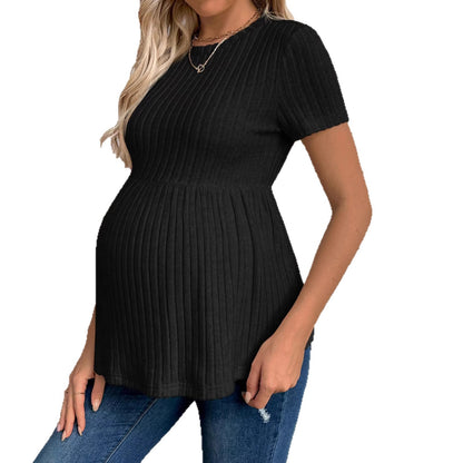 Plus Size Maternity Short Sleeve Knitwear Top - Plus Size XL-4XL - View 1