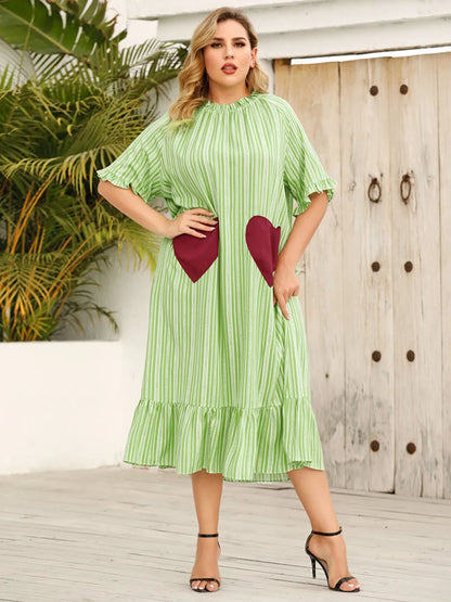 Plus Size Heart Half Sleeve Dress - Plus Size XL-4XL - View 1