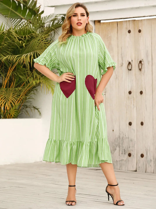 Plus Size Heart Half Sleeve Dress