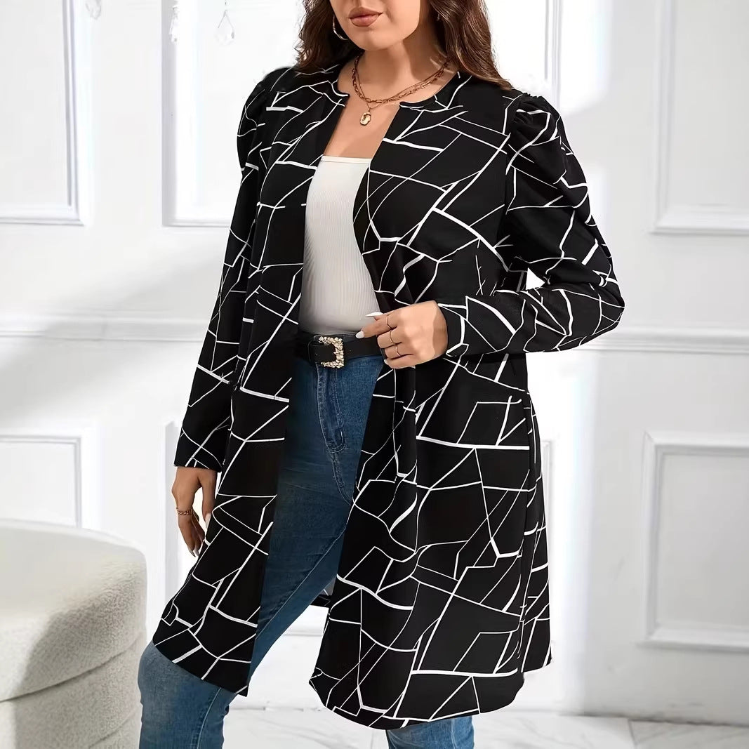 Plus Size Black Elegant Cardigan