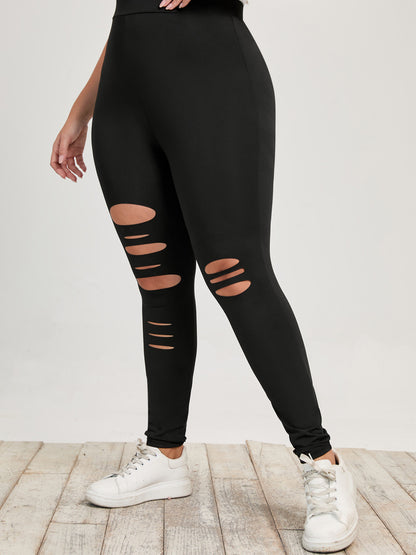 Plus Size Distressed Hole Leggings - Plus Size XL-4XL - View 2