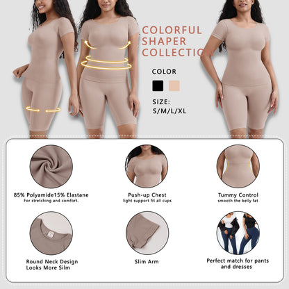 Plus Size Seamless Shapewear Tummy Control Set - Plus Size Clothing