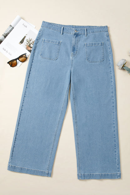 Plus Size Textured Wide Leg Denim Jeans - Plus Size XL-4XL - View 6