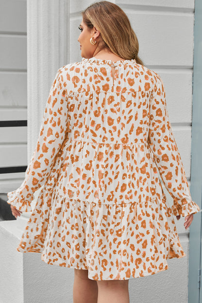 Plus Size Leopard Print Ruffle Dress - Plus Size XL-4XL - View 2