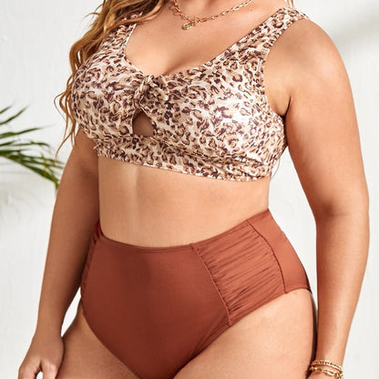 Plus Size Leopard Maternity Swimsuit - Plus Size XL-4XL - View 4