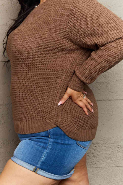 Plus Size Breezy Days High Low Waffle Knit Sweater - Plus Size XL-4XL - View 5