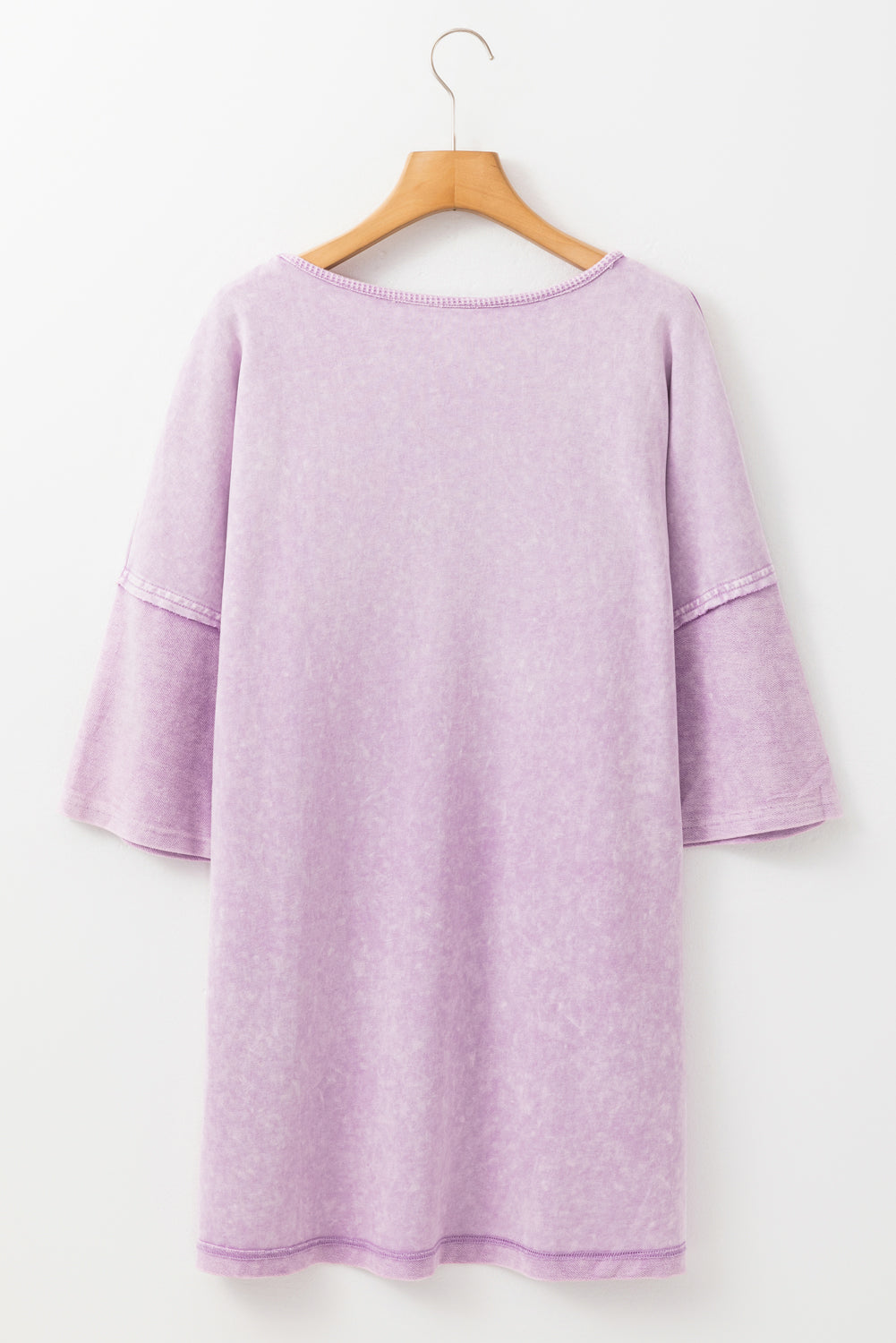 Plus Size Mineral Wash Drop Sleeve Patchwork Tee