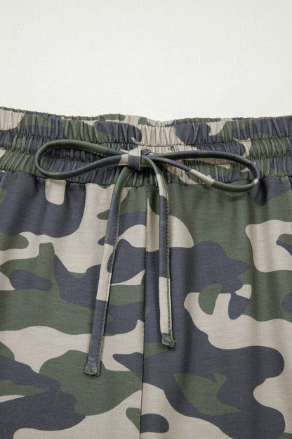 Plus Size Camo Shorts with Elastic Waist Tie - Plus Size XL-4XL - View 7