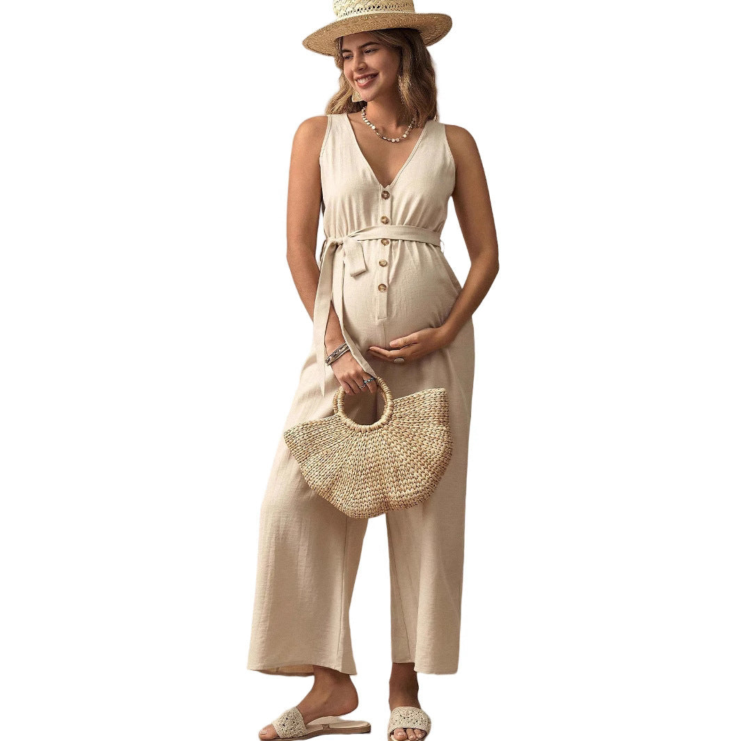 Plus Size Maternity Loose Overalls Long Pants