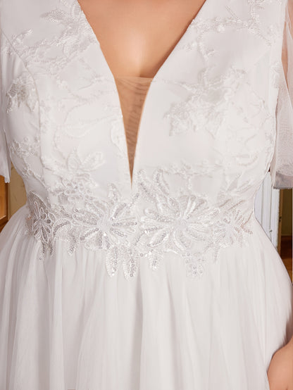 Plus Size Wedding Dress V-Neck Gown - Plus Size XL-4XL - View 4