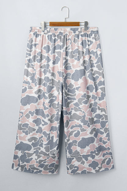 Plus Size Camo Print Patch Pocket Ankle Pants - Plus Size Clothing